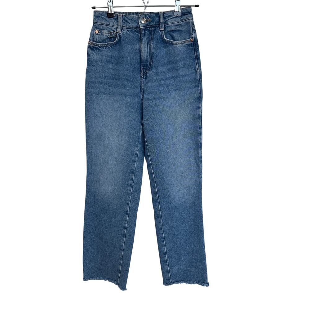 Zara High Rise Straight Leg Jeans Size 0 Like New Denim Minimalist